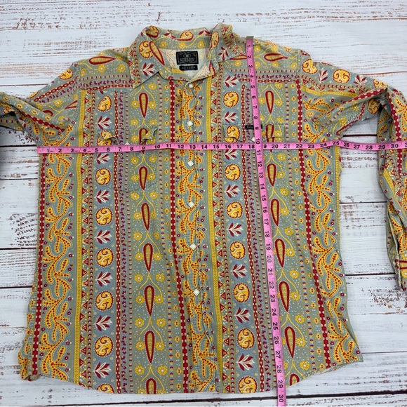 Lucky Brand Men’s Size XXL Southwest Paisley Pearl Snap Corduroy Shirt - Picture 12 of 15